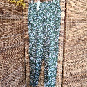 J. Crew Collection Jungle Cat Pull On Silk Pants NWT Leopard Cats SZ 0 Green